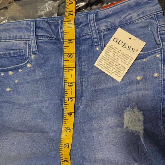 Guess Lia Pearl Embellished Skinny Jean Peacock Blue Wash Women's 26 NWT $55 - Picture 10 of 11